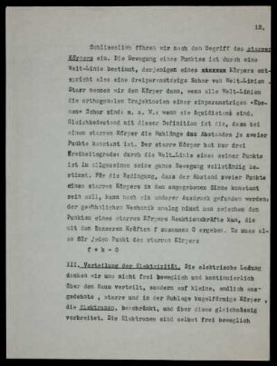 III. Verteilung der Elektrizität