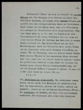 III. Verteilung der Elektrizität