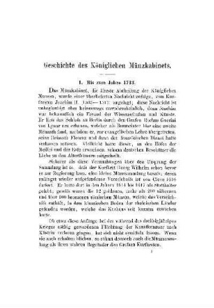 Geschichte des Königlichen Münzkabinets