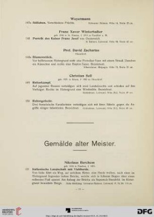 Gemälde alter Meister (Nr. 151-198)