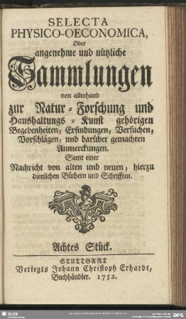 Achtes Stück. 1752