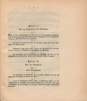Titel I. Von den Bergwerken und Gräbereien