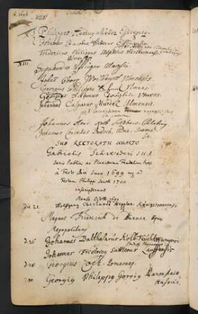 Winterhalbjahr 1699/1700. Rektorat Gabriel Schweder