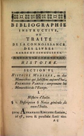 Bibliographie Instructive: Ou Traité De La Connoissance Des Livres Rares Et Singuliers. [6], Histoire. Tome II.