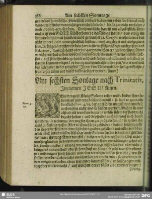 Am sechsten Sontage nach Trinitatis