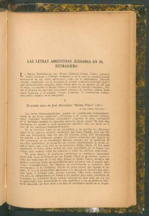 Las letras argentinas juzgadas en el extranjero