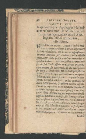 Caput VIII. In quo ad cap. 5 Apologiae Mollerianae respondetur.