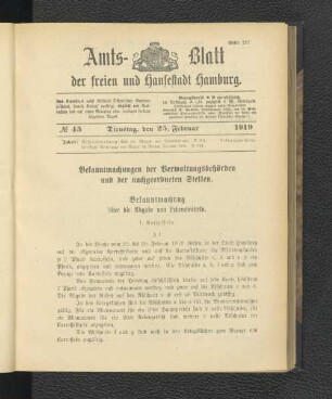 No.45, Dienstag, den 25. Februar 1919