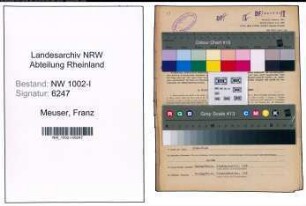 Entnazifizierung Franz Meuser, geb. 08.10.1892 (Versandleiter)
