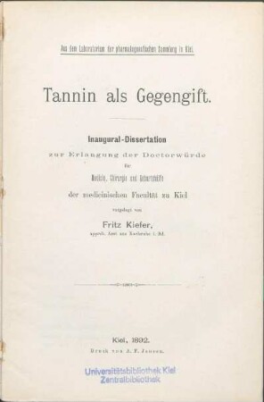 Tannin als Gegengift