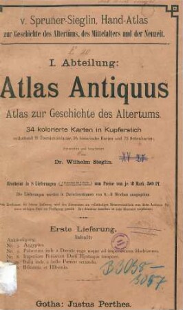 Atlas Antiquus 1893 ; Atlas zur Geschichte des Altertums