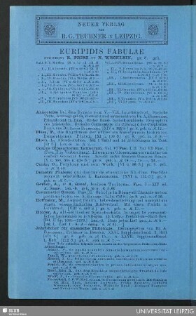 Verlagsveröffentlichungen B.G. Teubner Verlag, Leipzig