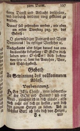 Gebether zur Erlangung des Heil. vollkommenen Ablaß