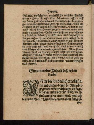Summa oder Inhalt deß ersten Buchs.