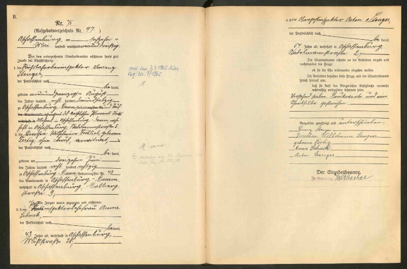 Standesamtsbuch der Stadt Aschaffenburg: Eheschließungen 252/1930 - 130/1931