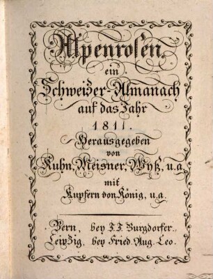 Alpenrosen : auf das Jahr .., 1811