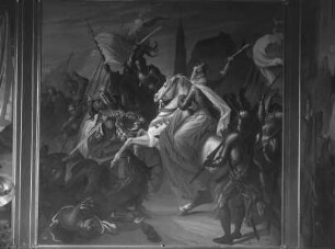 "Vaterländische Geschichtsgalerie": Kampf und Sieg der Pfälzer vor Landshut..., im Jahre 1501