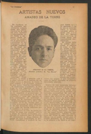 Amadeo de La Torre : Artistas nuevos