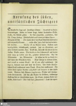 Anrufung des süßen, unersättlichen Züchtigers