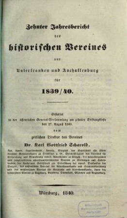 Jahresbericht. 1839/40 (1840) = Jg. 10