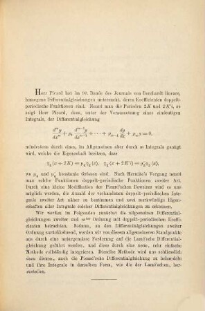 Über lineare, homogene Differentialgleichungen mit doppelt-periodischen Koefficienten : Giessener Dissertation