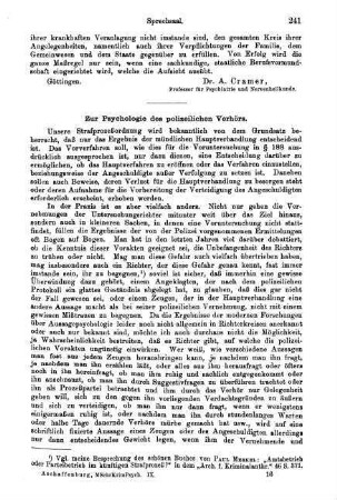 241-244, Zur Psychologie des polizeilichen Verhörs