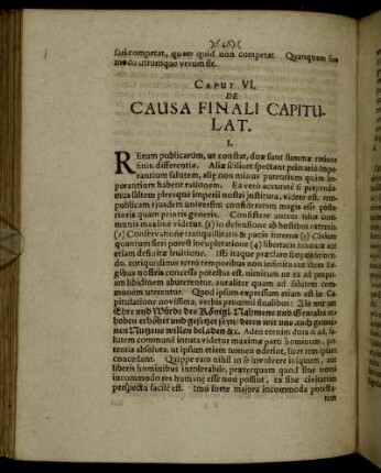 Caput VI. De Causa Finali Capitulat.