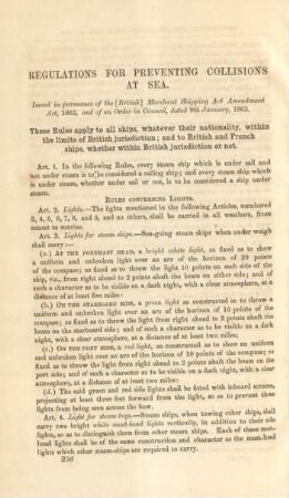 Regulations for preventing collisions at sea