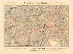 Werbeprospekt Hotel Excelsior, Berlin: Stadtplan von Berlin