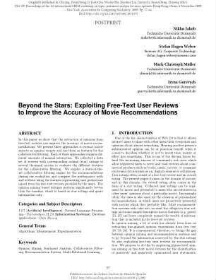 Beyond the stars: exploiting free-text user reviews to improve the accuracy of movie recommendations