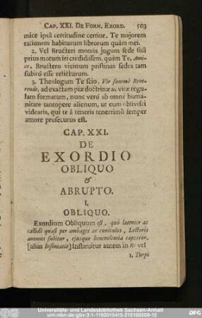 Cap. XXI. De Exordio Obliquo & Abrupto.
