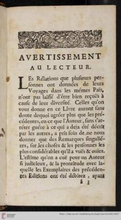 Avertissement au Lecteur