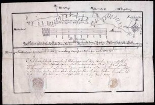 "Stuckmappa" über die Niedergerichtsbarkeitbegrenzung zwischen der Herrschaft Hohenfels und dem Reichsstift Petershausen