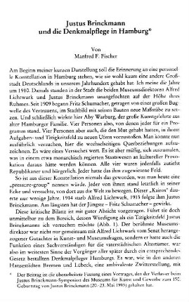 Justus Brinckmann und die Denkmalpflege in Hamburg