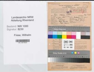 Entnazifizierung Wilhelm Frese, geb. 16.04.1891 (Bankangest.)