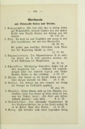 Merkworte aus Bismarcks Reden und Briefen