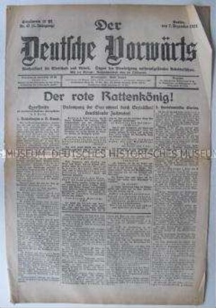 Nationalsozialistische Wochenzeitung "Der Deutsche Vorwärts" mit Hetze gegen sozialdemokratische Politiker