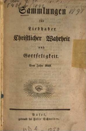 Sammlungen für Liebhaber christlicher Wahrheit und Gottseligkeit. 1842