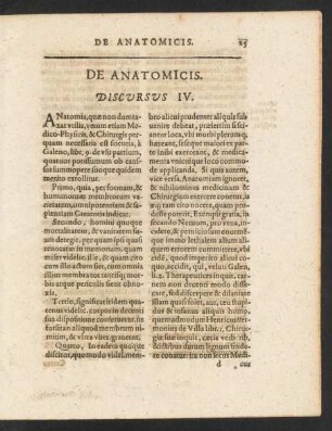 De Anatomicis. Discursus IV.