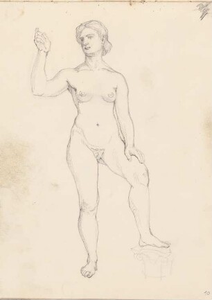Weiblicher stehender Akt: Perspektivische Ansicht (aus: Skizzenalbum 6)