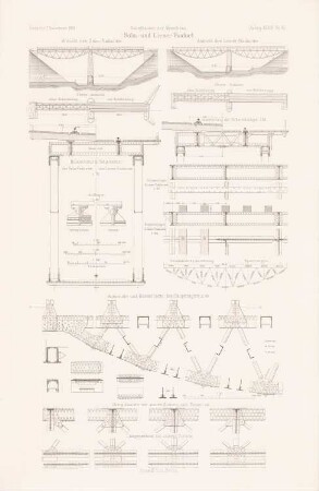 Salm- und Lieser-Viadukt: Ansichten, Details (aus: Atlas zur Zeitschrift für Bauwesen, hrsg. v. G. Erbkam, Jg. 34, 1884)