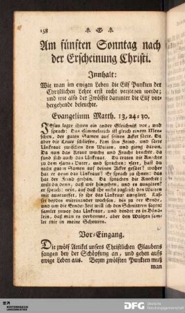 Am fünften Sonntag nach der Erscheinung Christi