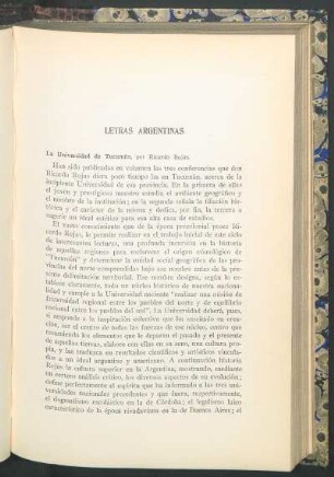 La Universidad de Tucumán, por Ricardo Rojas