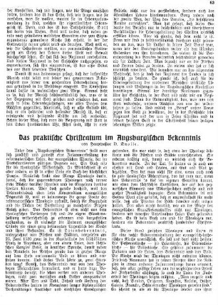 Das praktische Christentum im Augsburgischen Bekenntnis