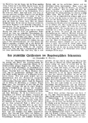 Das praktische Christentum im Augsburgischen Bekenntnis