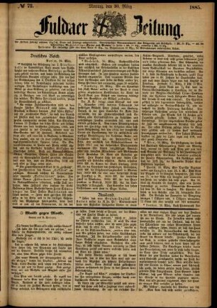 Ausgabe vom Montag, den 30. März 1885.