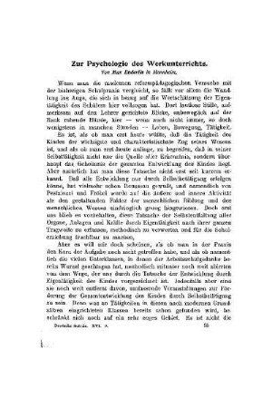 Zur Psychologie des Werkunterrichts