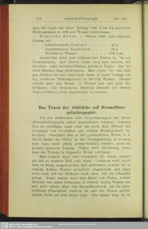 Das Tonen der Abdrücke auf Bromsilbergelatinepapier