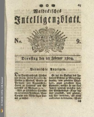 No. 9. Dienstag den 28 Februar 1804
