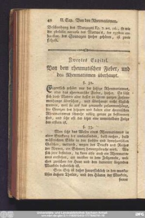 Zweytes Capitel. Von dem rheumatischen Fieber, und den Rheumatismen überhaupt.